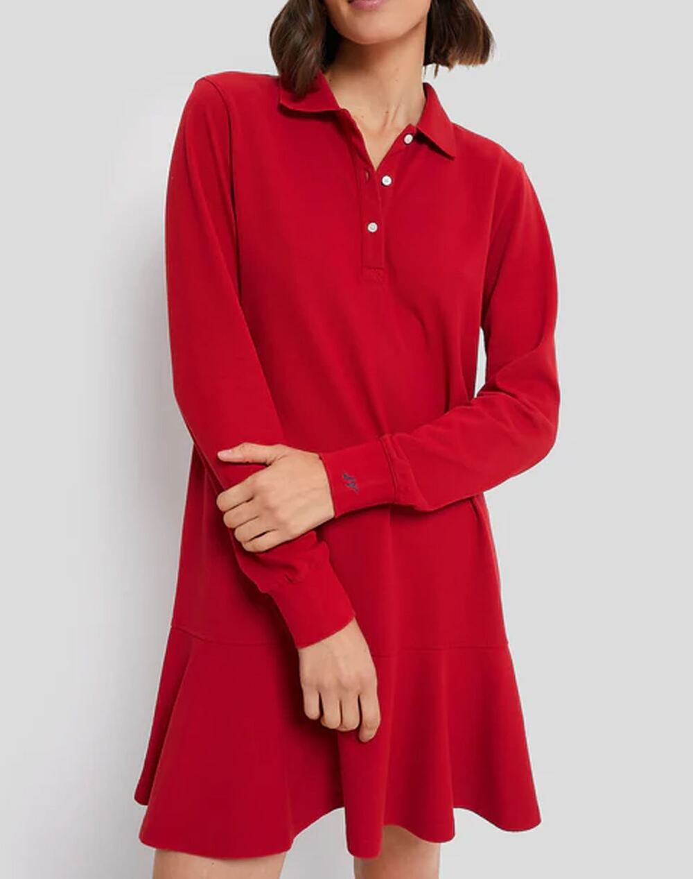 Tuckernuck 100% Cotton Red Long Sleeve Pique May Polo Dress Medium